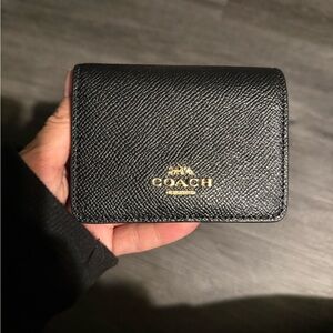 Coach Textured Black Leather Card Holder